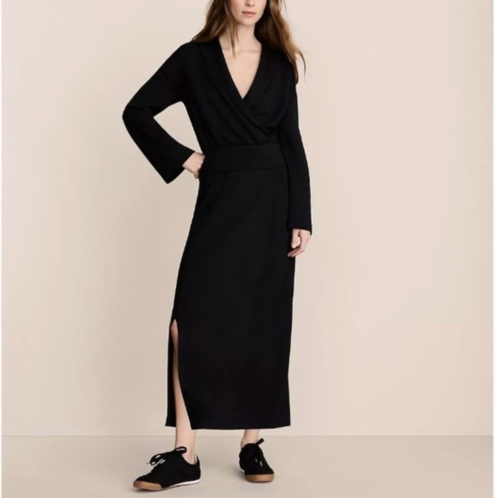Black Wrap-Style Maxi Skirt with Side Slit